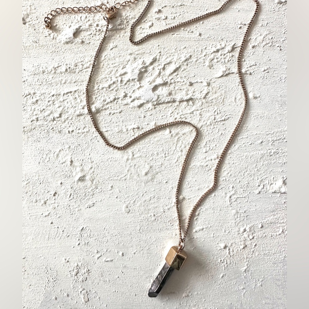 Quartz necklace, faux stone prism necklace pendant